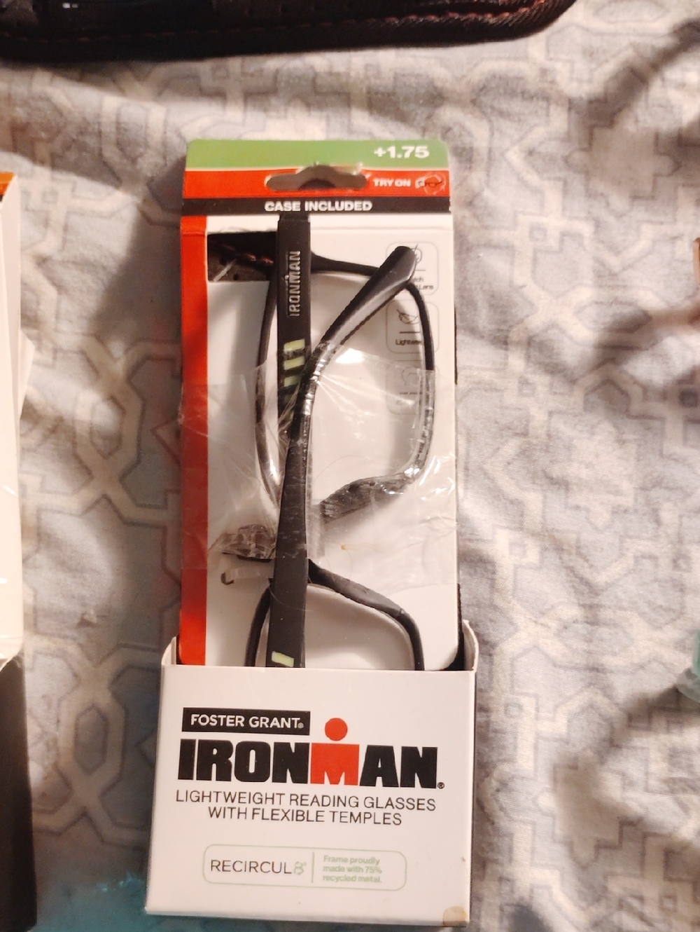Foster Grant Ironman Reading Glasses - Black with Green Accents